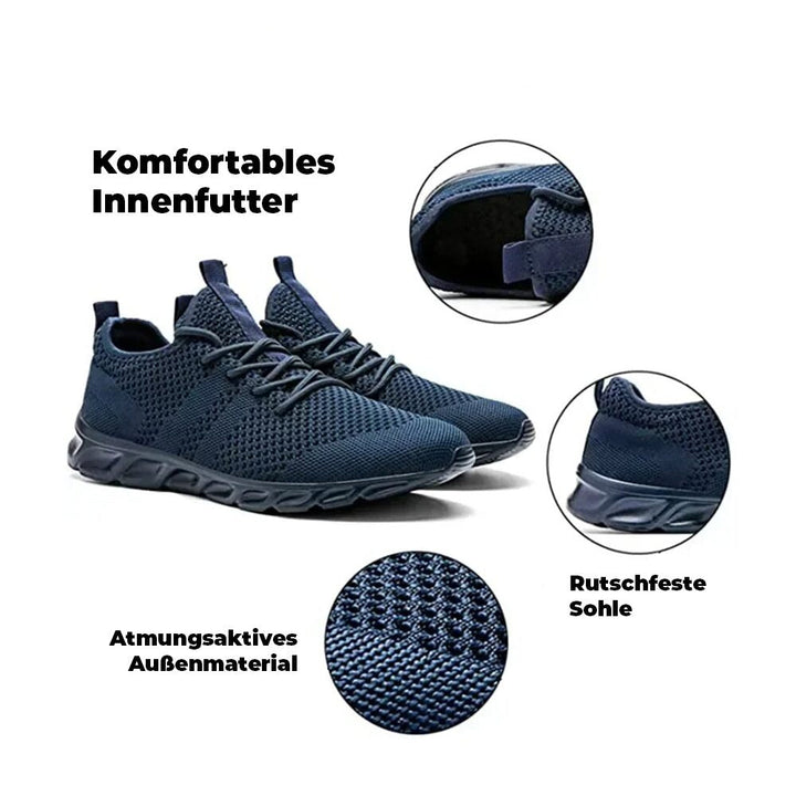 Men's Knit Mesh Trainers, Lace-Up Running Style Sneakers