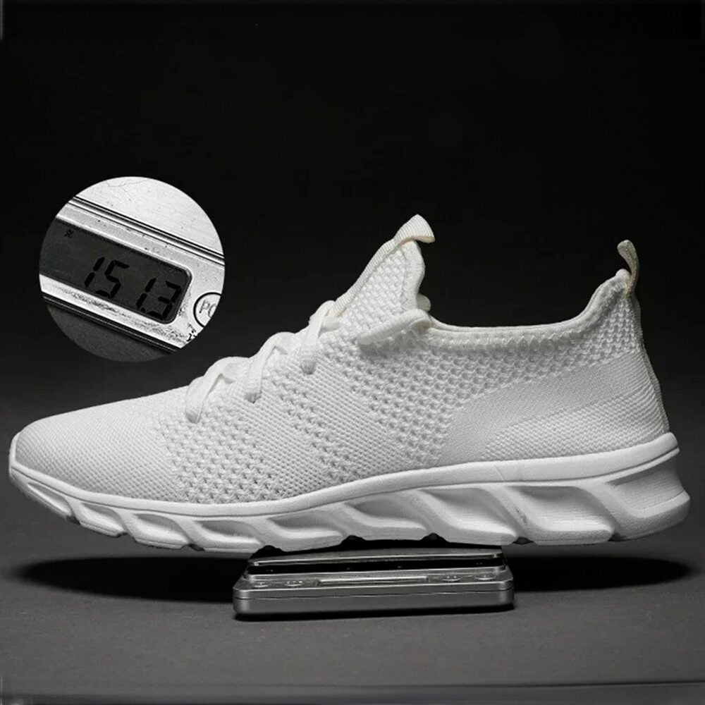 Men's Knit Mesh Trainers, Lace-Up Running Style Sneakers