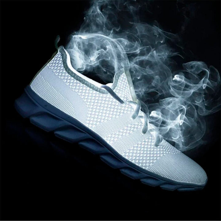Men's Knit Mesh Trainers, Lace-Up Running Style Sneakers