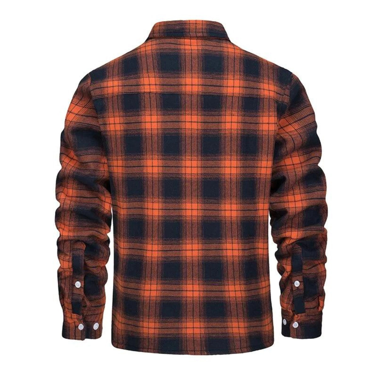 Men's plaid jacket with sherpa-style lining and chest pockets