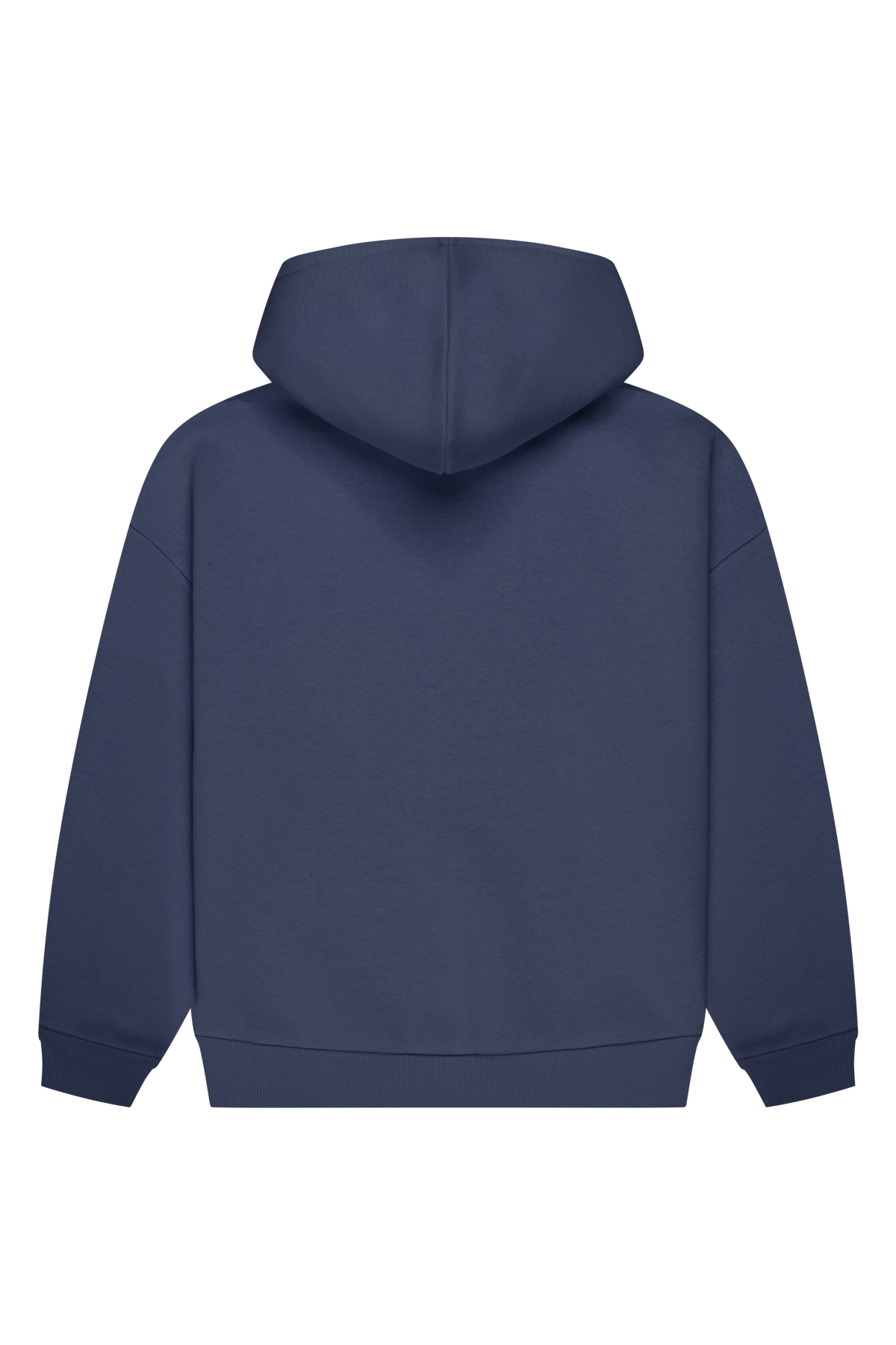 Navy hooded sweatshirt with long sleeves, ribbed trims and chest logo