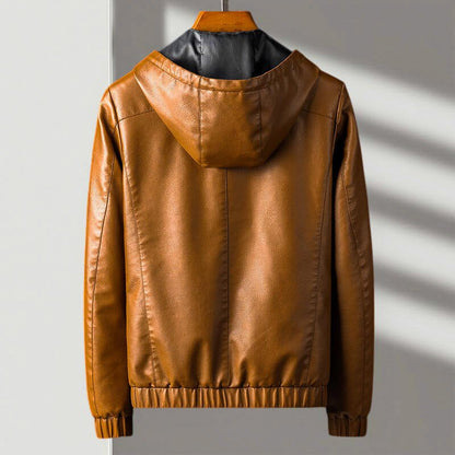 Men's hooded jacket with zip front, long sleeves and zipped pockets