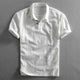 Men's Cotton Linen Polo Shirt, Breathable Short Sleeve Summer Polo with Casual Relaxed Fit