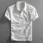 Men's Cotton Linen Polo Shirt, Breathable Short Sleeve Summer Polo with Casual Relaxed Fit