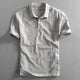 Men's Cotton Linen Polo Shirt, Breathable Short Sleeve Summer Polo with Casual Relaxed Fit