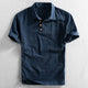 Men's Cotton Linen Polo Shirt, Breathable Short Sleeve Summer Polo with Casual Relaxed Fit
