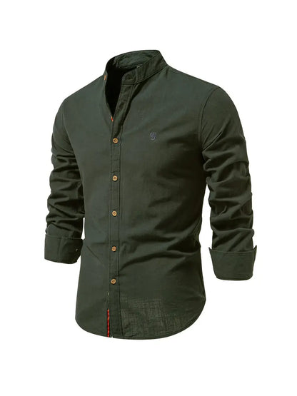 Men's Slim Fit Cotton Shirt, Breathable Button-Front Casual Shirt for Spring and Summer Wear