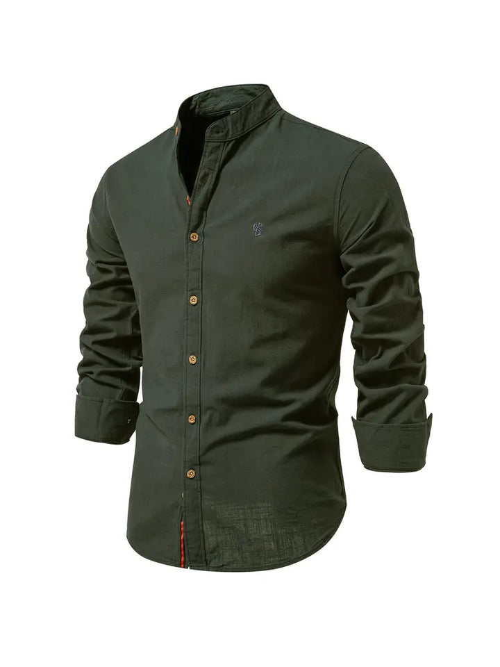 Men's Slim Fit Cotton Shirt, Breathable Button-Front Casual Shirt for Spring and Summer Wear