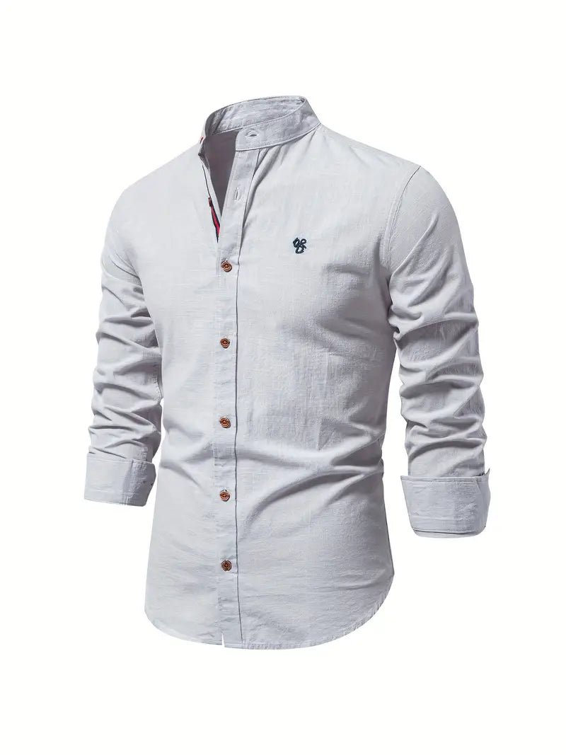 Men's Slim Fit Cotton Shirt, Breathable Button-Front Casual Shirt for Spring and Summer Wear