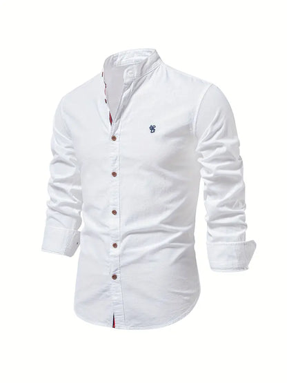 Men's Slim Fit Cotton Shirt, Breathable Button-Front Casual Shirt for Spring and Summer Wear