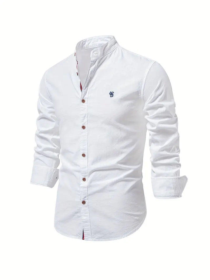 Men's Slim Fit Cotton Shirt, Breathable Button-Front Casual Shirt for Spring and Summer Wear