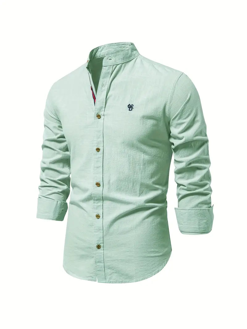 Men's Slim Fit Cotton Shirt, Breathable Button-Front Casual Shirt for Spring and Summer Wear