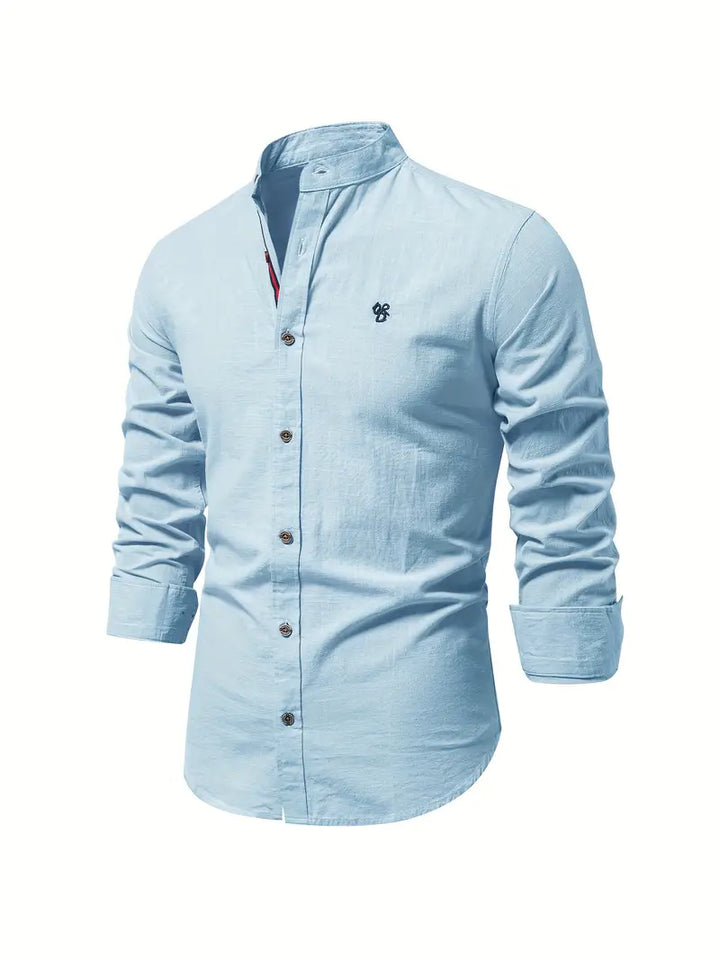 Men's Slim Fit Cotton Shirt, Breathable Button-Front Casual Shirt for Spring and Summer Wear