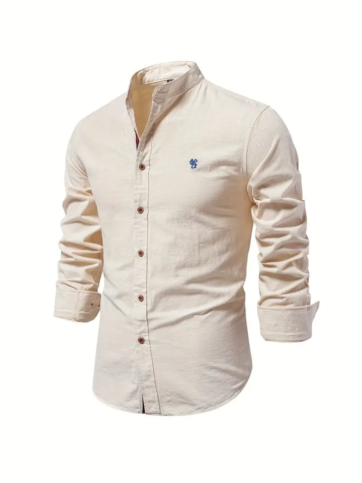 Men's Slim Fit Cotton Shirt, Breathable Button-Front Casual Shirt for Spring and Summer Wear