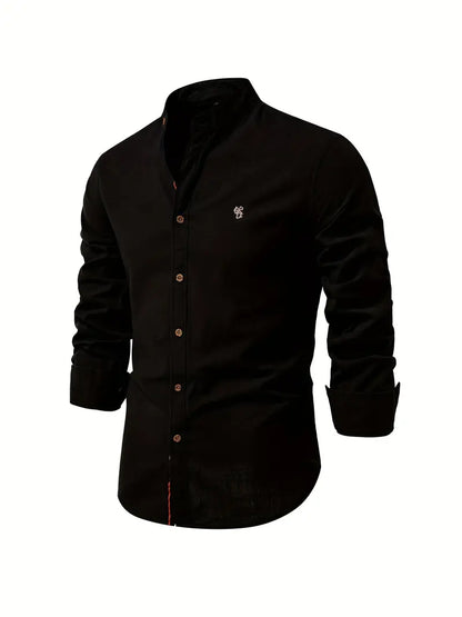 Men's Slim Fit Cotton Shirt, Breathable Button-Front Casual Shirt for Spring and Summer Wear