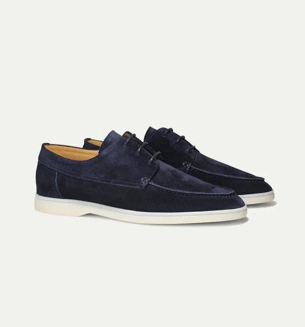 Men's lace-up moc toe loafers with flat sole