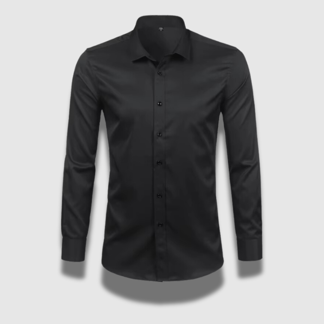 Men's plain long sleeve formal shirt with pointed collar and button front