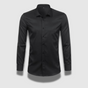 Men's plain long sleeve formal shirt with pointed collar and button front