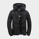 Men's solid winter jacket with long sleeves and zip front