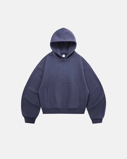 Plain boxy fit hoodie with hood, long sleeves and front kangaroo pocket