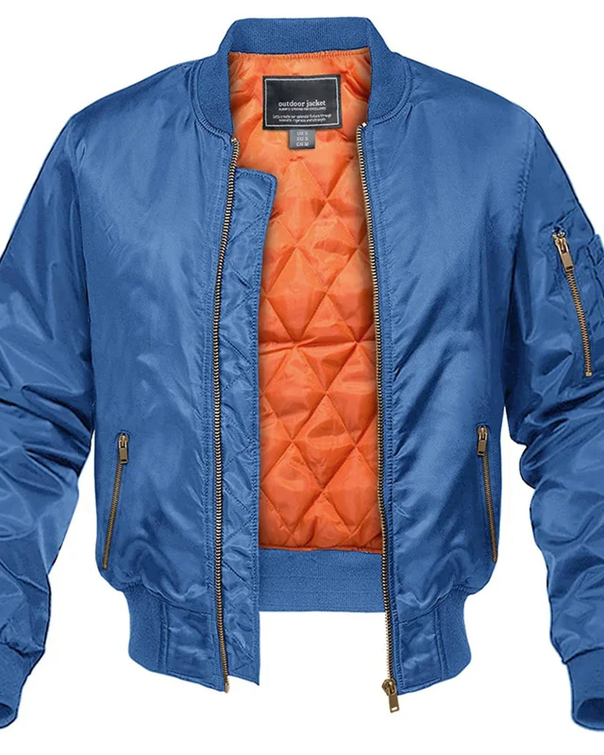 Men's bomber jacket with mock neck, front zip and multiple zipped pockets