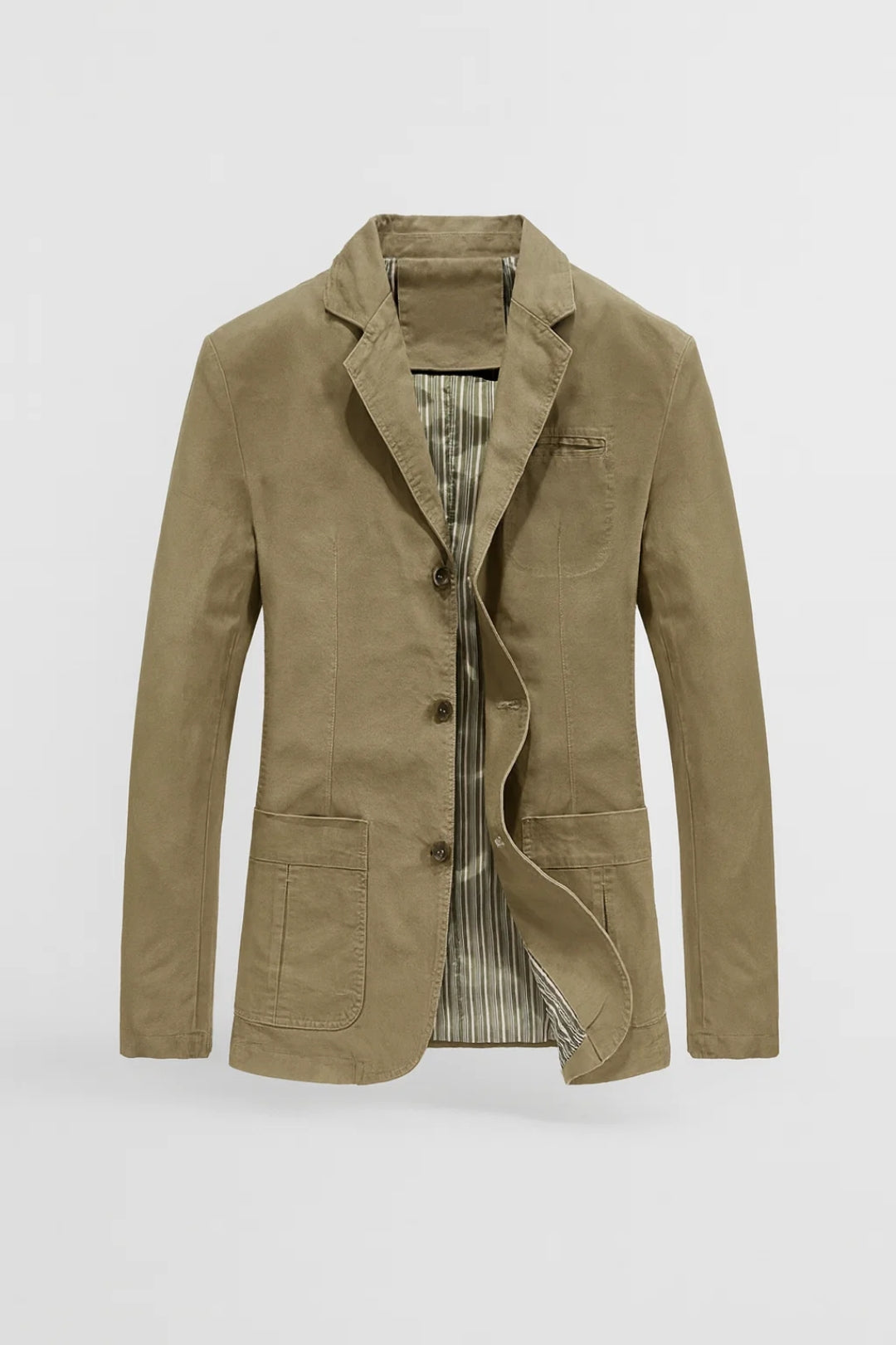 Men's blazer with notched lapels, button front and patch pockets