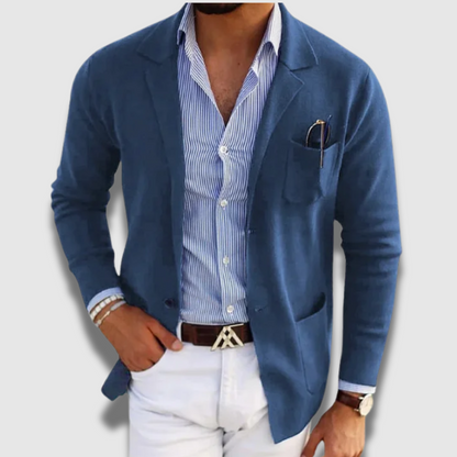 Men's tailored blazer with notched lapels, long sleeves and button fastening