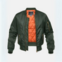 Quilted bomber jacket with mock neck, zip pockets and contrasting orange lining