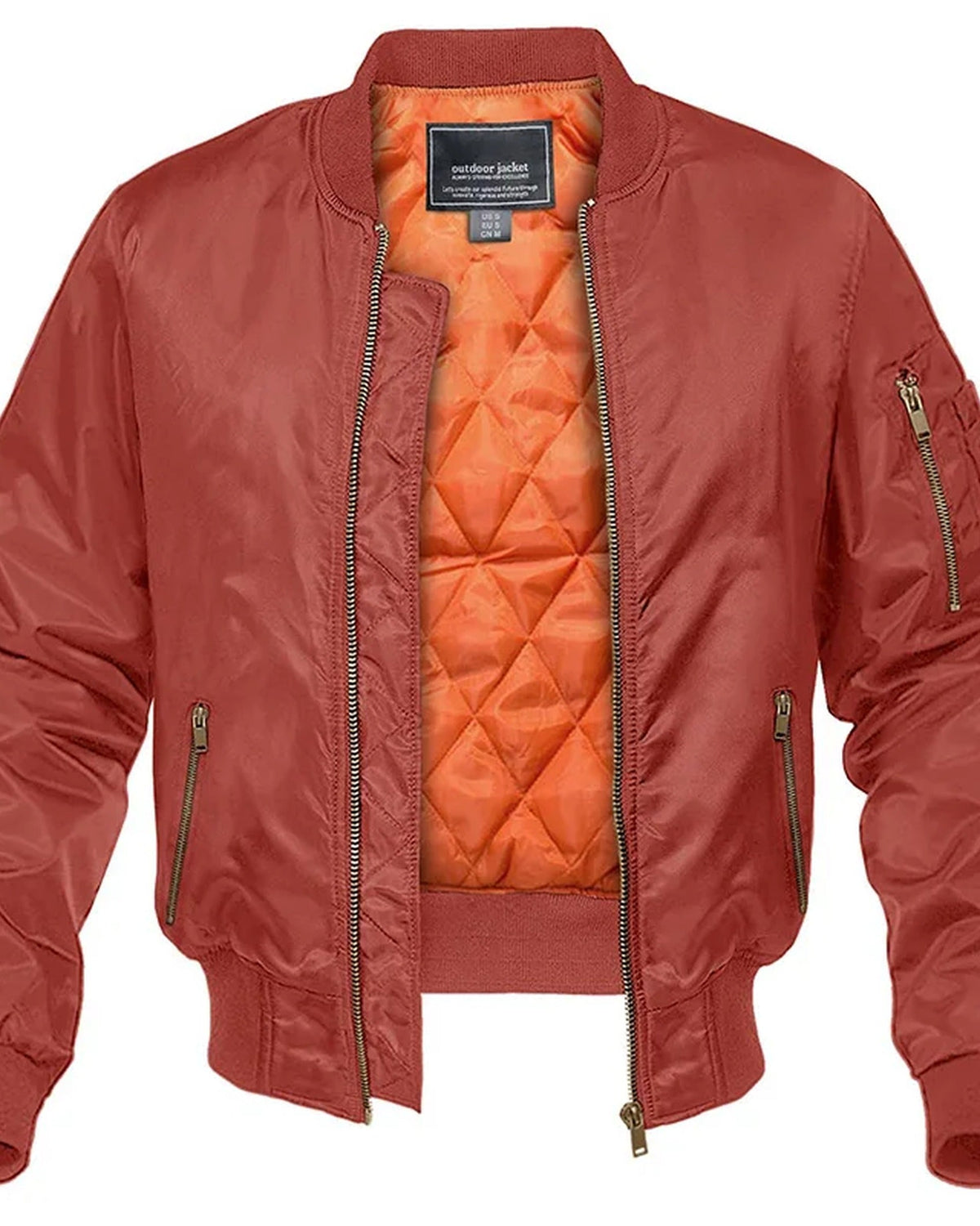 Men's bomber jacket with mock neck, front zip and multiple zipped pockets