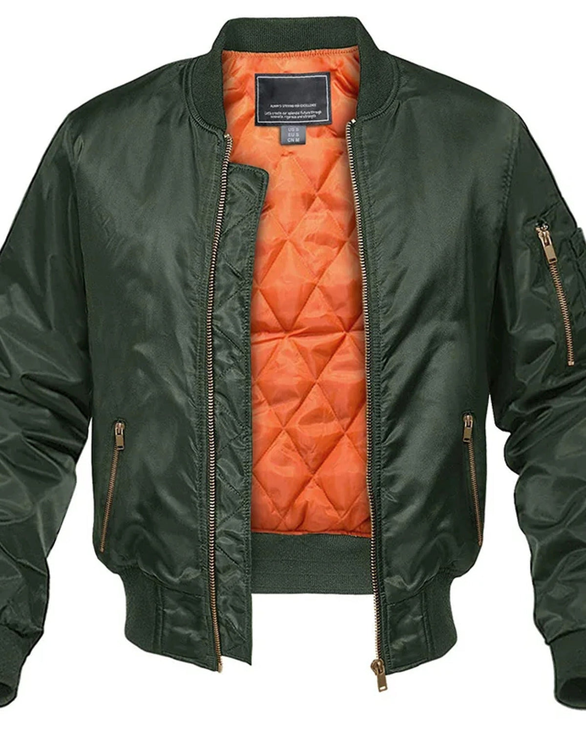 Men's bomber jacket with mock neck, front zip and multiple zipped pockets
