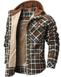 Men's checked hooded jacket with button front and contrasting lining