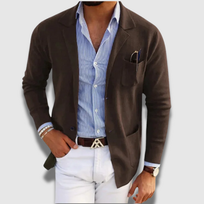 Men's tailored blazer with notched lapels, long sleeves and button fastening