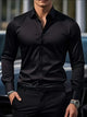 Men's slim fit button-up shirt with long sleeves and front buttons