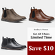 Unisex Chelsea boots with elastic side panels, pull tabs and low heels