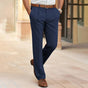 Men's pleated straight-leg trousers with belt loops and side pockets
