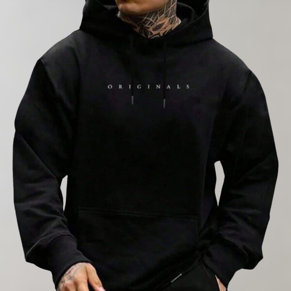 Men's oversize hoodie with drawstring hood and chest text print