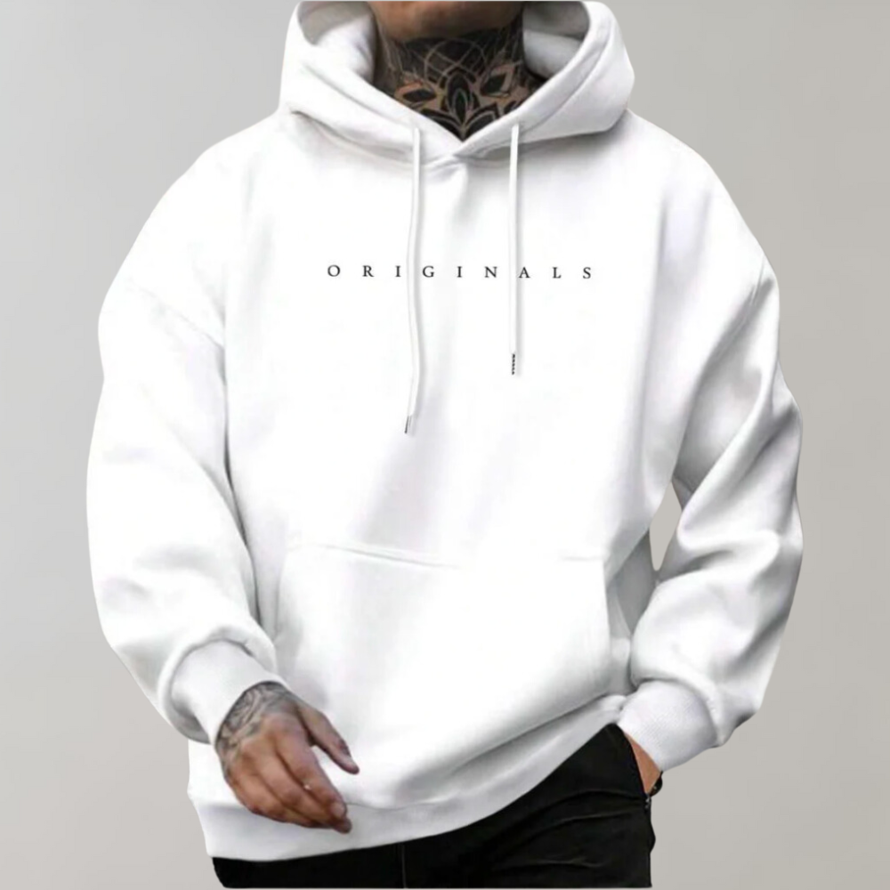 Men's oversize hoodie with drawstring hood and chest text print