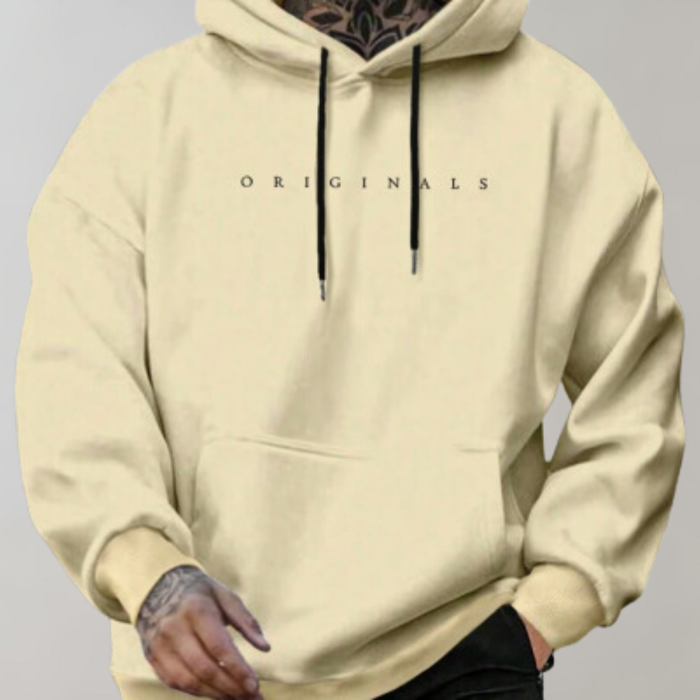 Men's oversize hoodie with drawstring hood and chest text print