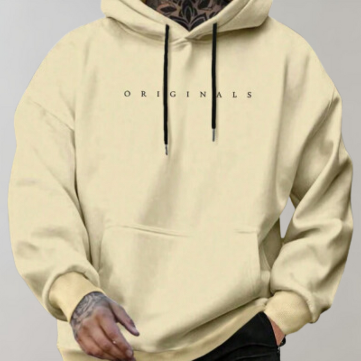 Men's oversize hoodie with drawstring hood and chest text print