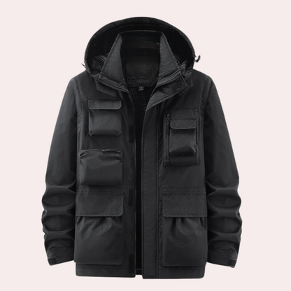 Men's hooded utility pocket parka