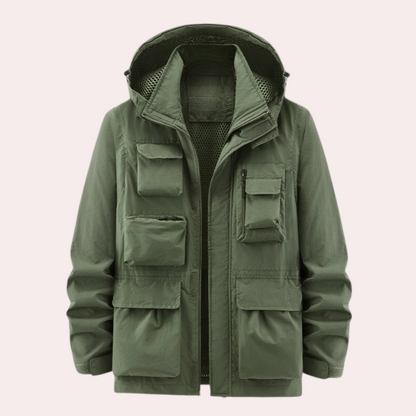 Men's hooded utility pocket parka