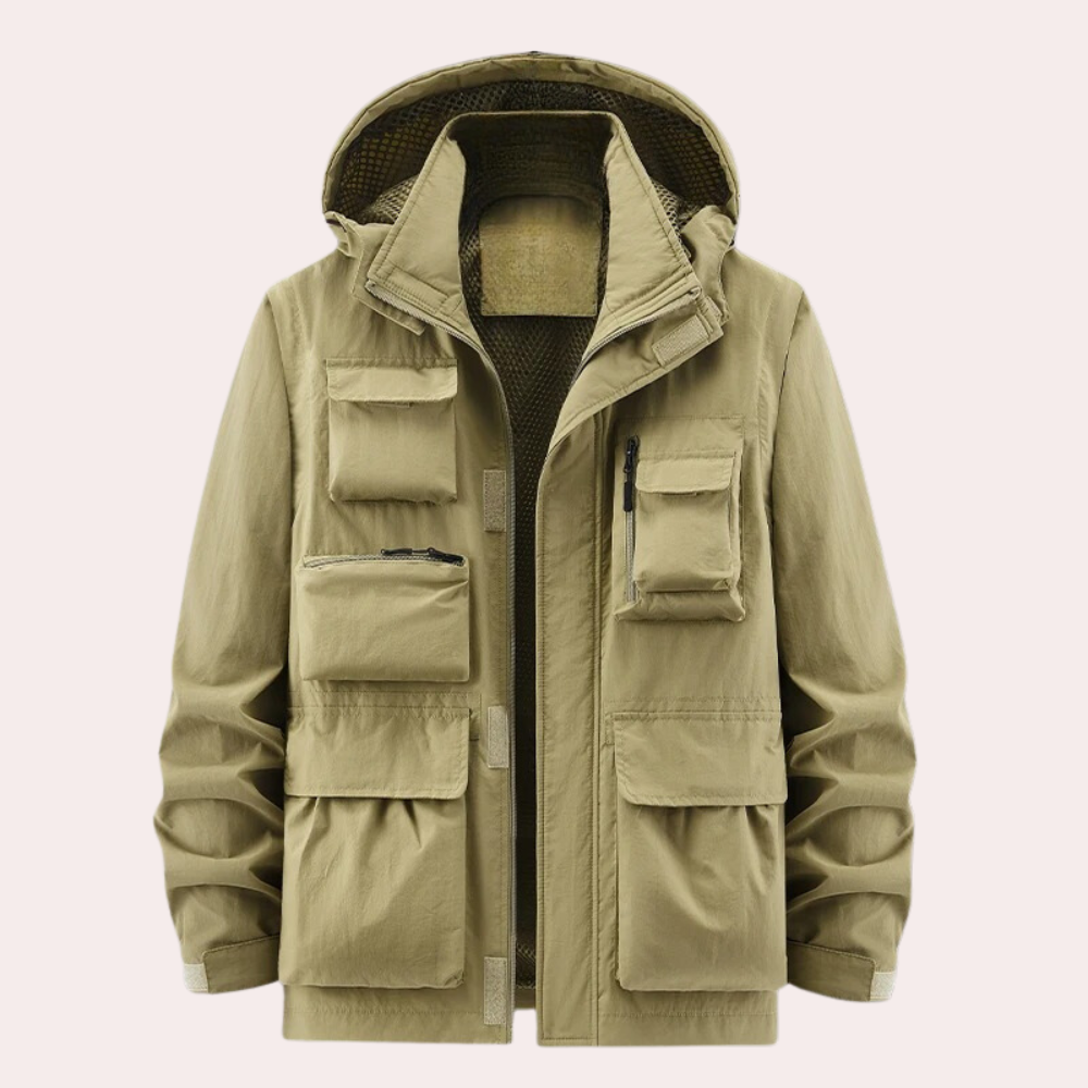 Men's hooded utility pocket parka