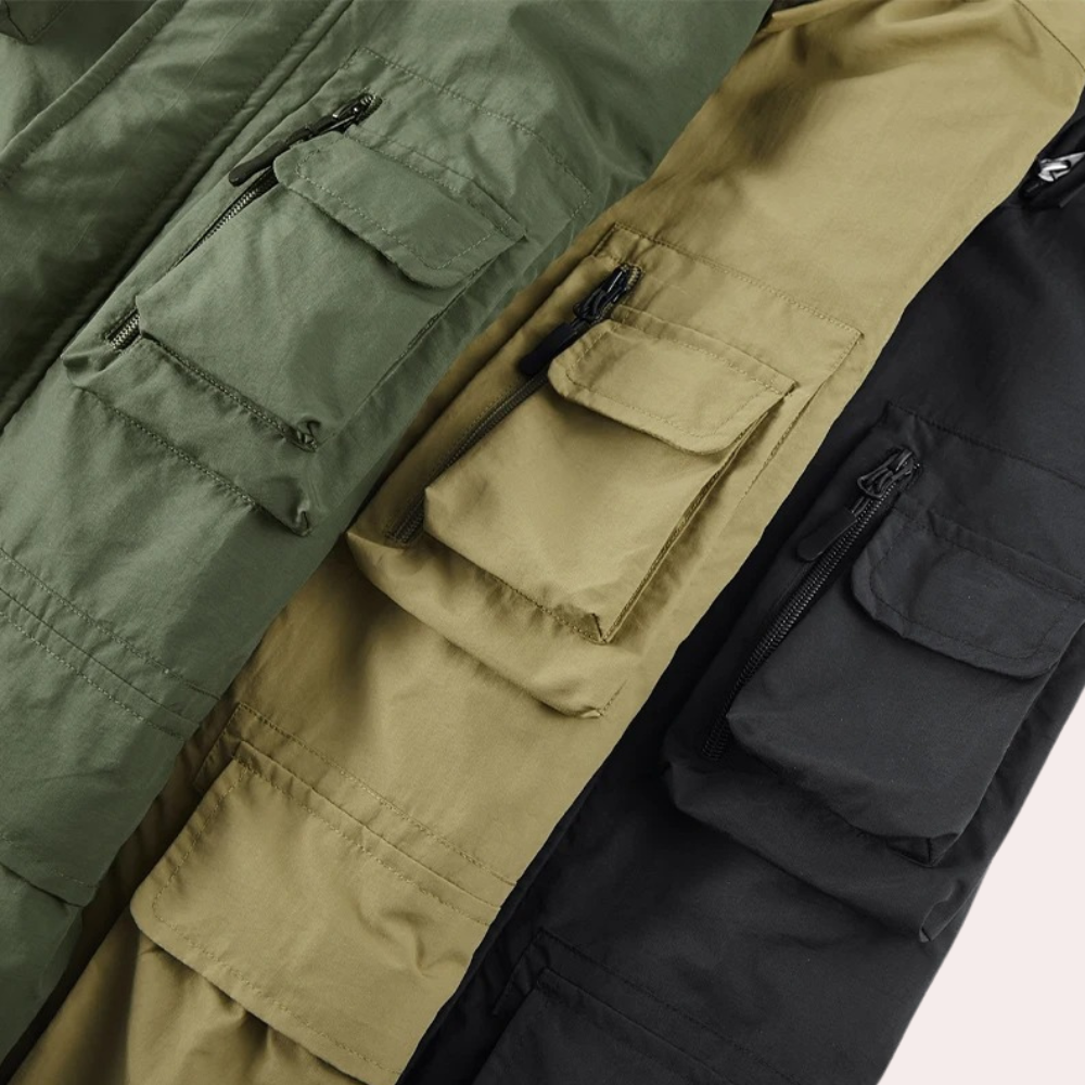 Men's hooded utility pocket parka