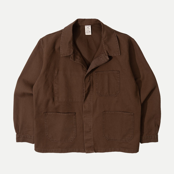 Men's brown utility jacket with four patch pockets