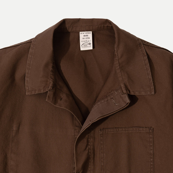 Men's brown utility jacket with four patch pockets