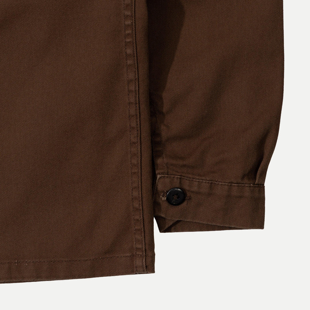 Men's brown utility jacket with four patch pockets