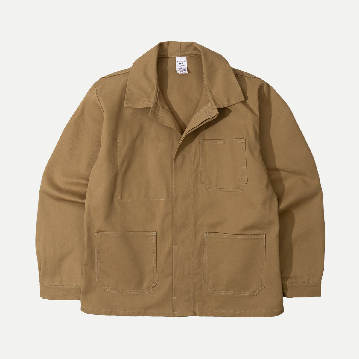 Men's brown utility jacket with shirt collar, button front and patch pockets