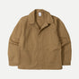 Men's brown utility jacket with shirt collar, button front and patch pockets