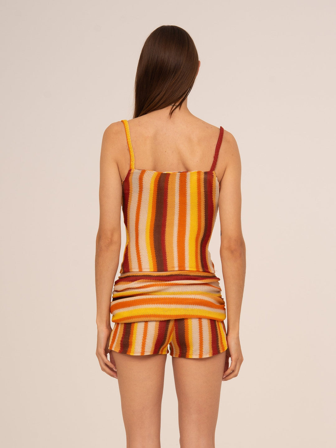 Striped knitted top with a textured finish