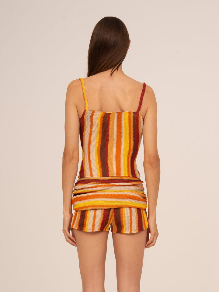 Striped knitted top with a textured finish